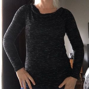 LOFT grey drape front long sleeve top